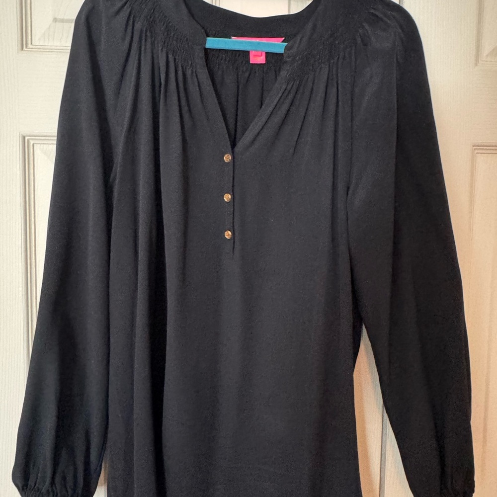 Lilly Pulitzer Blue 3/4 Sleeve Relaxed Blouse